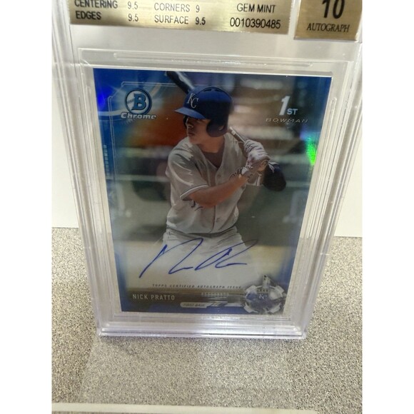 2017 Bowman Draft Chrome Draft Pick Autographs Nick Pratto #CDA-NP Blue /150 - Picture 6 of 13